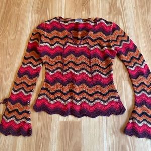 Vintage Crochet Bell Sleeve Sweater
